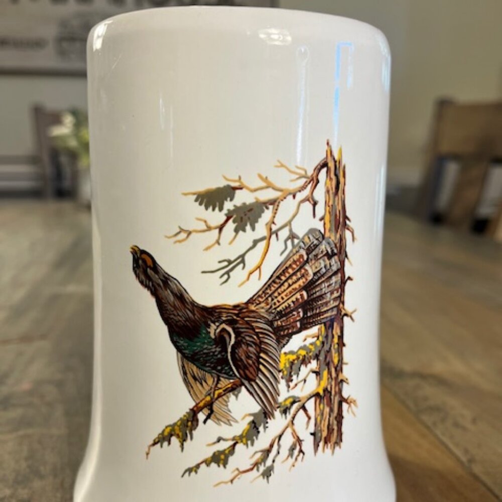 Heron Cross Pottery Mug with Bird Design (grouse) - Vintage